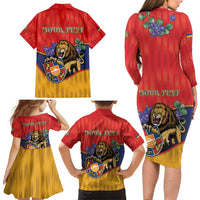Personalized Armenia Family Matching Long Sleeve Bodycon Dress and Hawaiian Shirt Lion As National Symbol - Wonder Print Shop