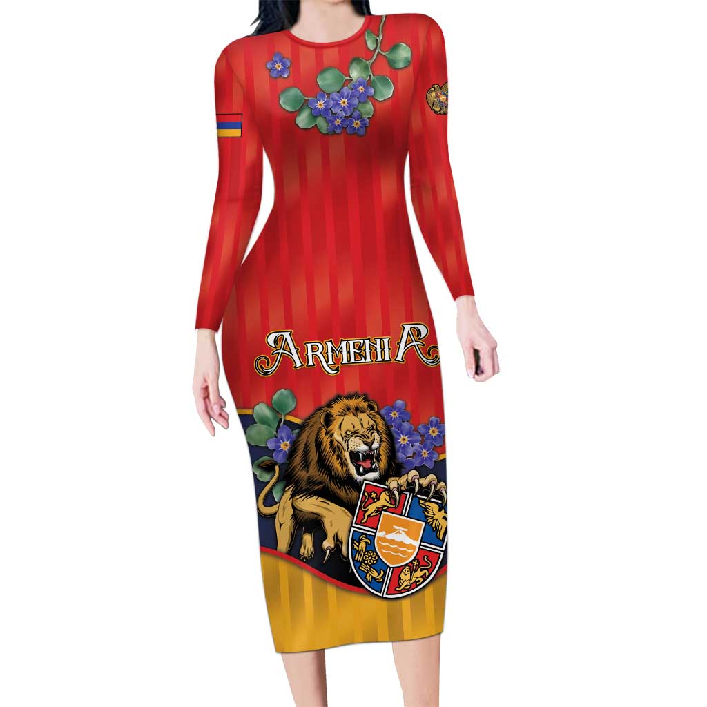 Personalized Armenia Family Matching Long Sleeve Bodycon Dress and Hawaiian Shirt Lion As National Symbol - Wonder Print Shop