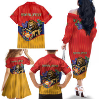 Personalized Armenia Family Matching Off The Shoulder Long Sleeve Dress and Hawaiian Shirt Lion As National Symbol - Wonder Print Shop