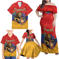 Personalized Armenia Family Matching Off Shoulder Maxi Dress and Hawaiian Shirt Lion As National Symbol - Wonder Print Shop