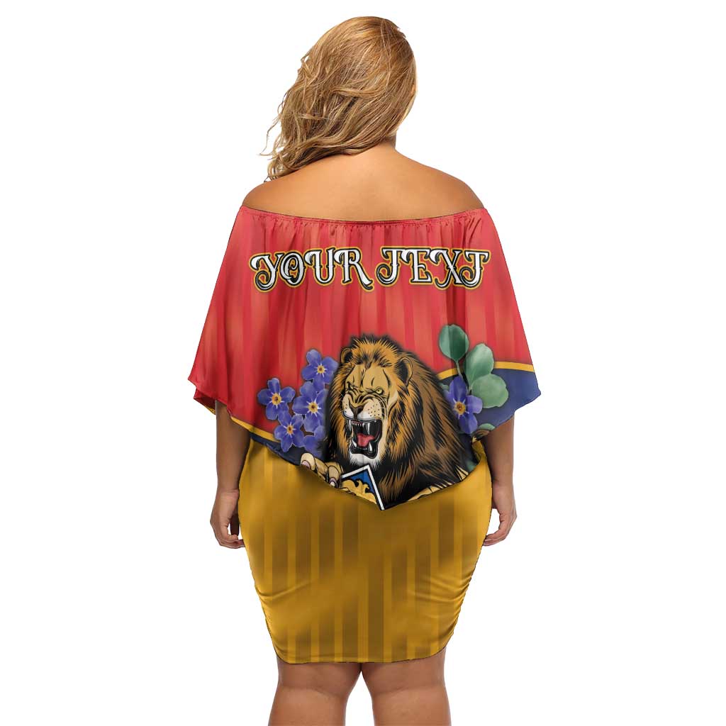 Personalized Armenia Family Matching Off Shoulder Short Dress and Hawaiian Shirt Lion As National Symbol - Wonder Print Shop