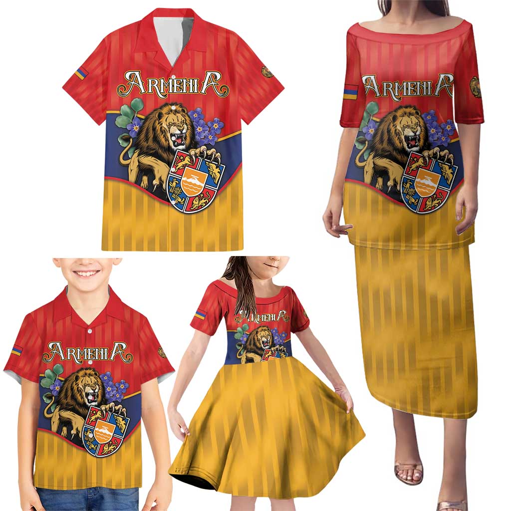 Personalized Armenia Family Matching Puletasi and Hawaiian Shirt Lion As National Symbol - Wonder Print Shop