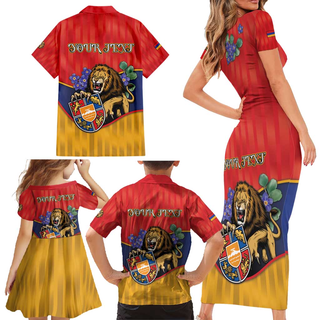 Personalized Armenia Family Matching Short Sleeve Bodycon Dress and Hawaiian Shirt Lion As National Symbol - Wonder Print Shop