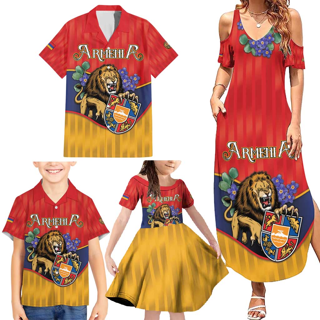 Personalized Armenia Family Matching Summer Maxi Dress and Hawaiian Shirt Lion As National Symbol - Wonder Print Shop