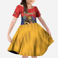 Personalized Armenia Kid Short Sleeve Dress Lion As National Symbol - Wonder Print Shop
