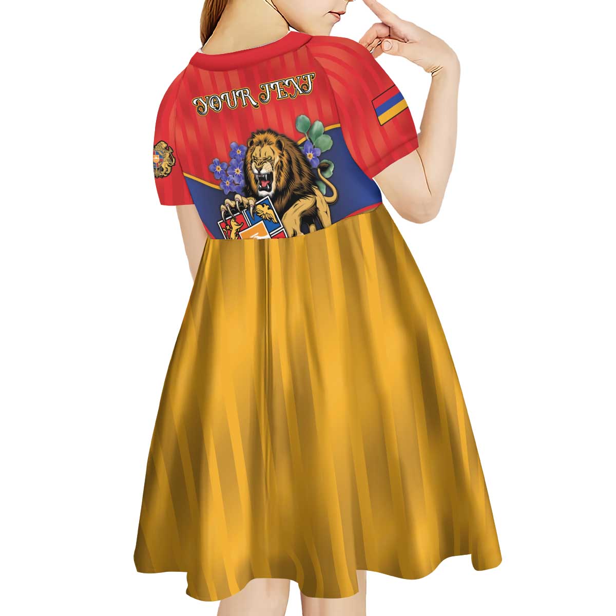 Personalized Armenia Kid Short Sleeve Dress Lion As National Symbol - Wonder Print Shop
