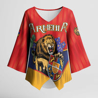 Personalized Armenia Kimono Sleeve Blouse Lion As National Symbol - Wonder Print Shop