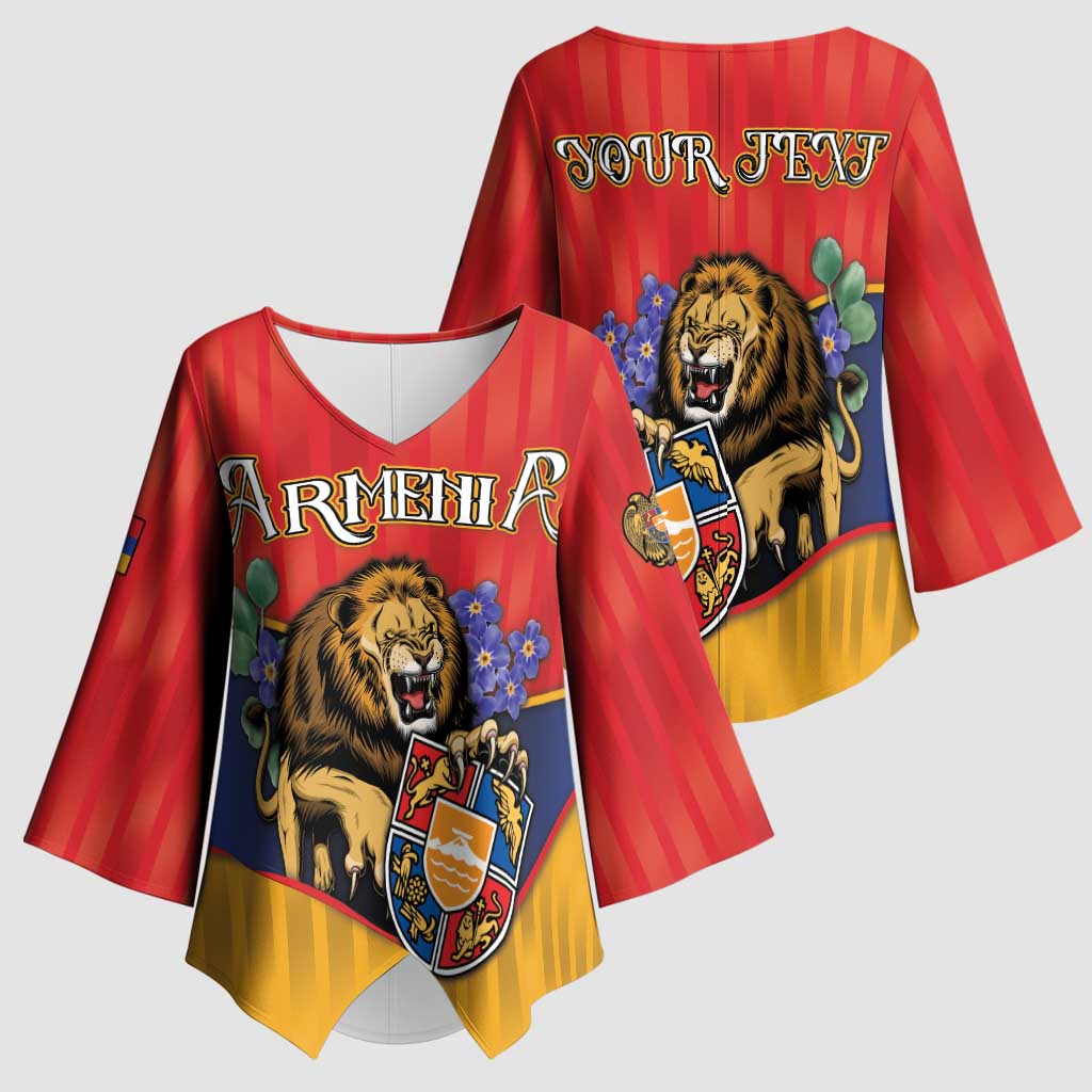 Personalized Armenia Kimono Sleeve Blouse Lion As National Symbol - Wonder Print Shop