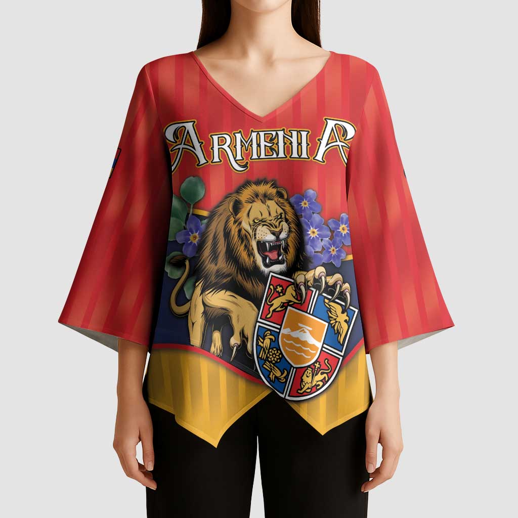Personalized Armenia Kimono Sleeve Blouse Lion As National Symbol - Wonder Print Shop