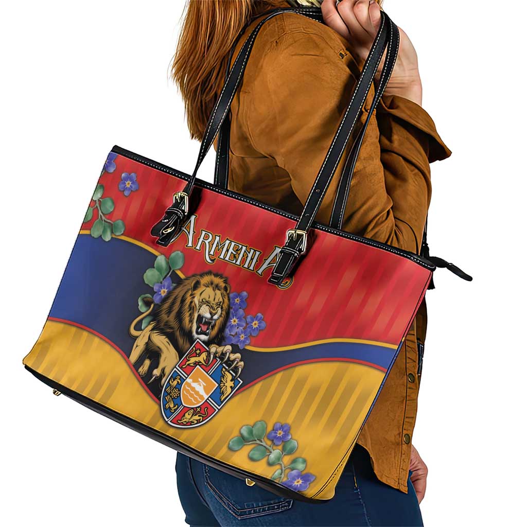 Armenia Leather Tote Bag Lion As National Symbol - Wonder Print Shop