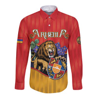 Personalized Armenia Long Sleeve Button Shirt Lion As National Symbol - Wonder Print Shop