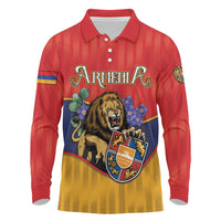 Personalized Armenia Long Sleeve Polo Shirt Lion As National Symbol - Wonder Print Shop