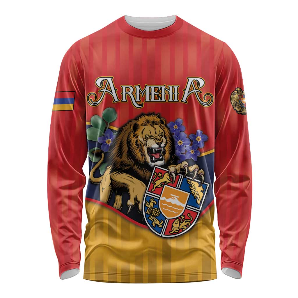Personalized Armenia Long Sleeve Shirt Lion As National Symbol - Wonder Print Shop