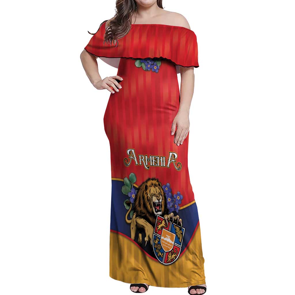 Personalized Armenia Off Shoulder Maxi Dress Lion As National Symbol - Wonder Print Shop