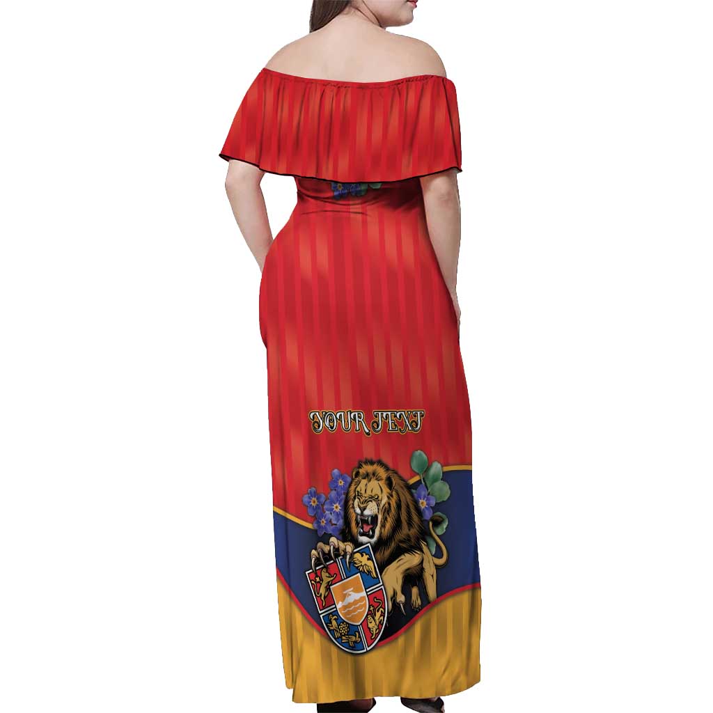 Personalized Armenia Off Shoulder Maxi Dress Lion As National Symbol - Wonder Print Shop