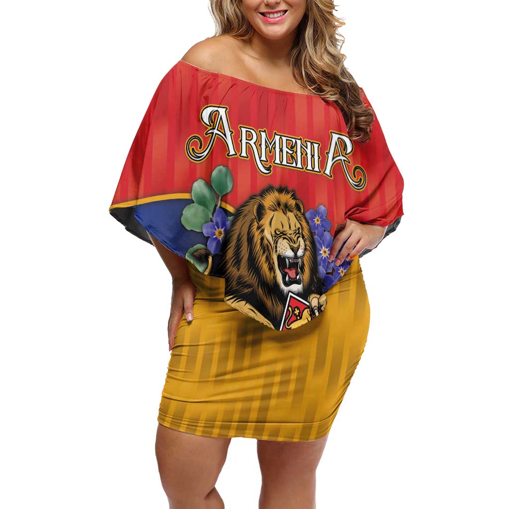 Personalized Armenia Off Shoulder Short Dress Lion As National Symbol - Wonder Print Shop