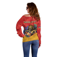 Personalized Armenia Off Shoulder Sweater Lion As National Symbol - Wonder Print Shop