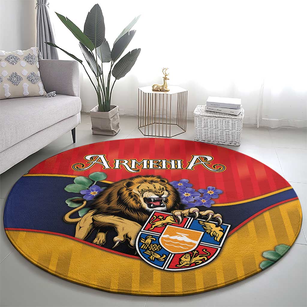 Armenia Round Carpet Lion As National Symbol - Wonder Print Shop
