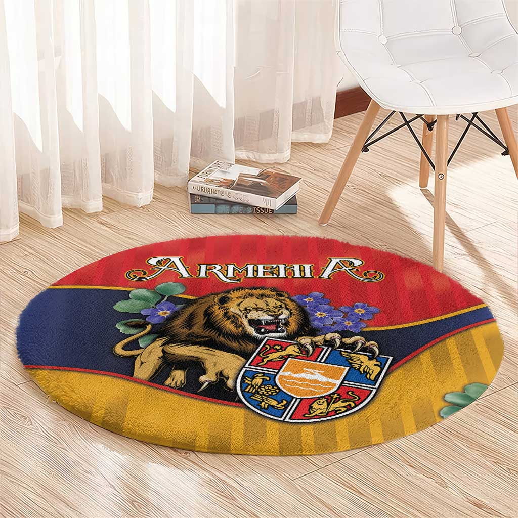Armenia Round Carpet Lion As National Symbol - Wonder Print Shop