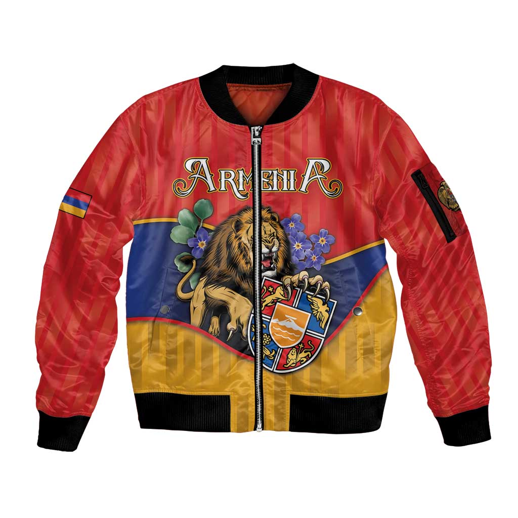 Personalized Armenia Sleeve Zip Bomber Jacket Lion As National Symbol - Wonder Print Shop
