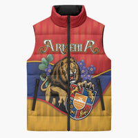 Personalized Armenia Sleeveless Puffer Jacket Lion As National Symbol - Wonder Print Shop