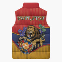 Personalized Armenia Sleeveless Puffer Jacket Lion As National Symbol - Wonder Print Shop