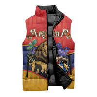 Personalized Armenia Sleeveless Puffer Jacket Lion As National Symbol - Wonder Print Shop