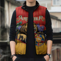 Personalized Armenia Sleeveless Puffer Jacket Lion As National Symbol - Wonder Print Shop