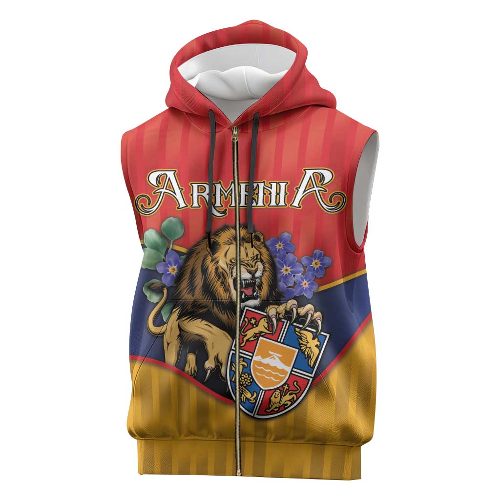 Personalized Armenia Sleeveless Zip Hoodie Lion As National Symbol - Wonder Print Shop
