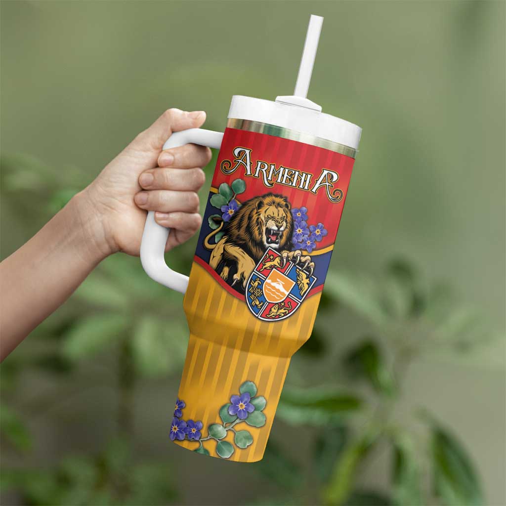 Personalized Armenia Tumbler With Handle Lion As National Symbol - Wonder Print Shop
