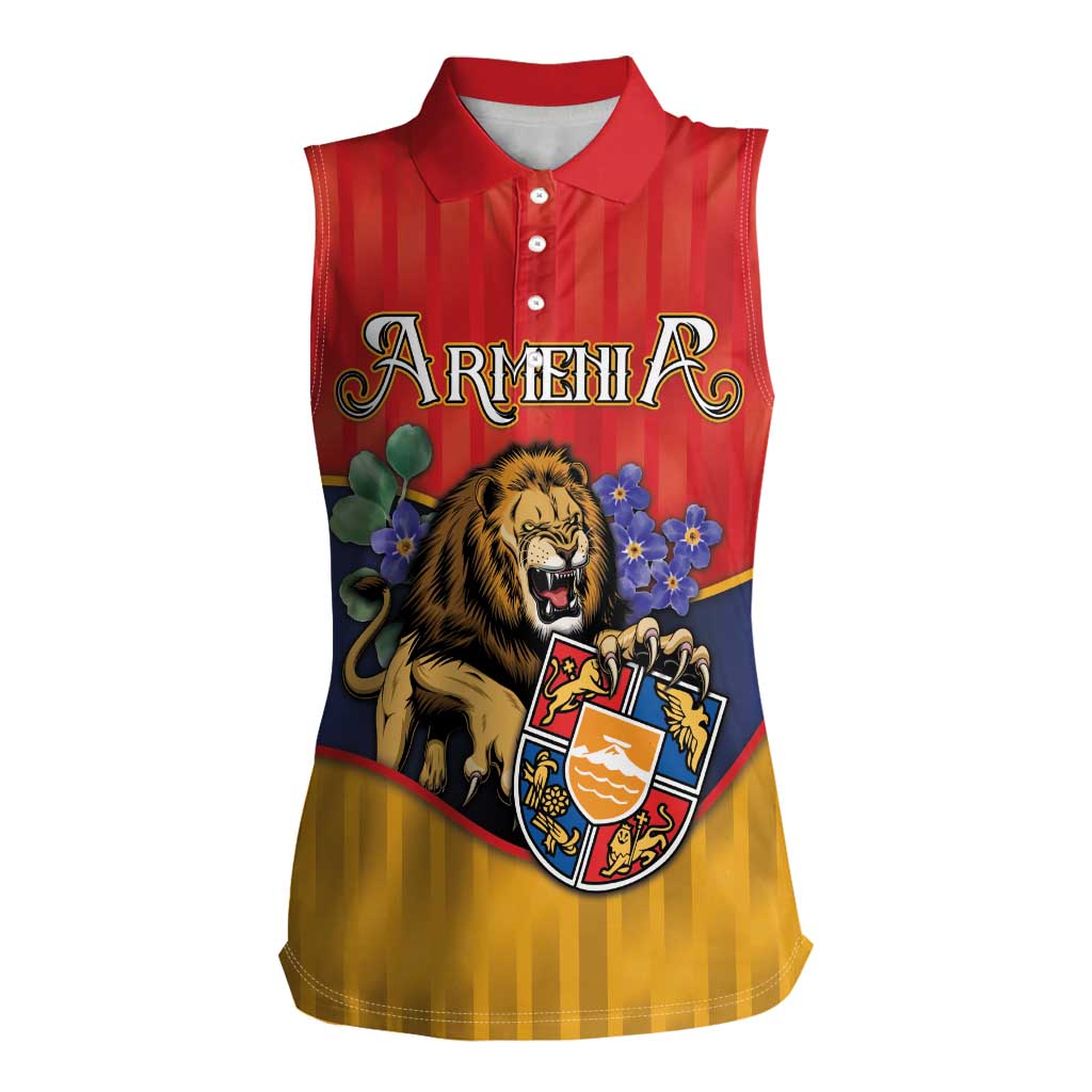 Personalized Armenia Women Sleeveless Polo Shirt Lion As National Symbol - Wonder Print Shop