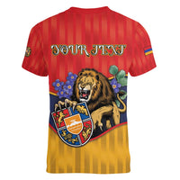 Personalized Armenia Women V-Neck T-Shirt Lion As National Symbol - Wonder Print Shop