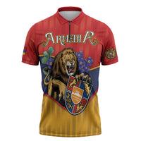Personalized Armenia Zipper Polo Shirt Lion As National Symbol - Wonder Print Shop