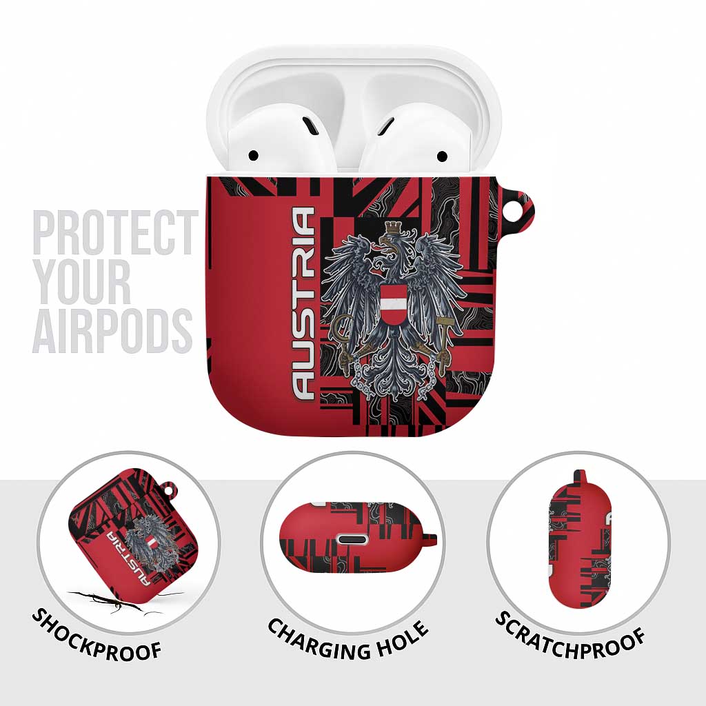 Austria AirPods Case Black Eagle Badge With Patterns - Wonder Print Shop