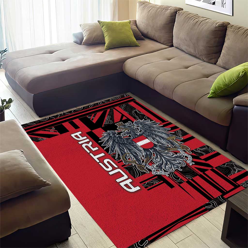 Austria Area Rug Black Eagle Badge With Patterns - Wonder Print Shop