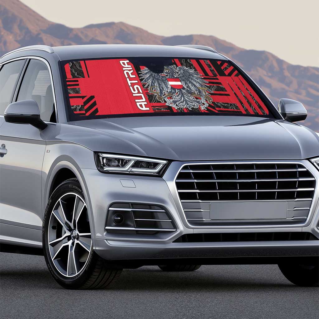 Austria Auto Sun Shade Black Eagle Badge With Patterns - Wonder Print Shop