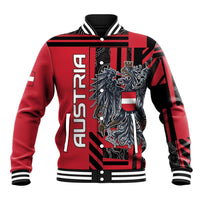 Personalized Austria Baseball Jacket Black Eagle Badge With Patterns - Wonder Print Shop