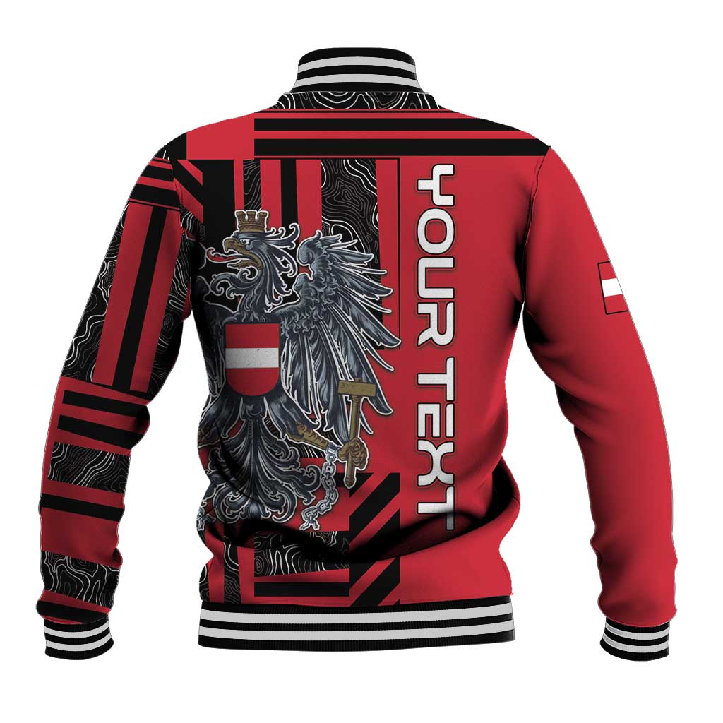Personalized Austria Baseball Jacket Black Eagle Badge With Patterns - Wonder Print Shop