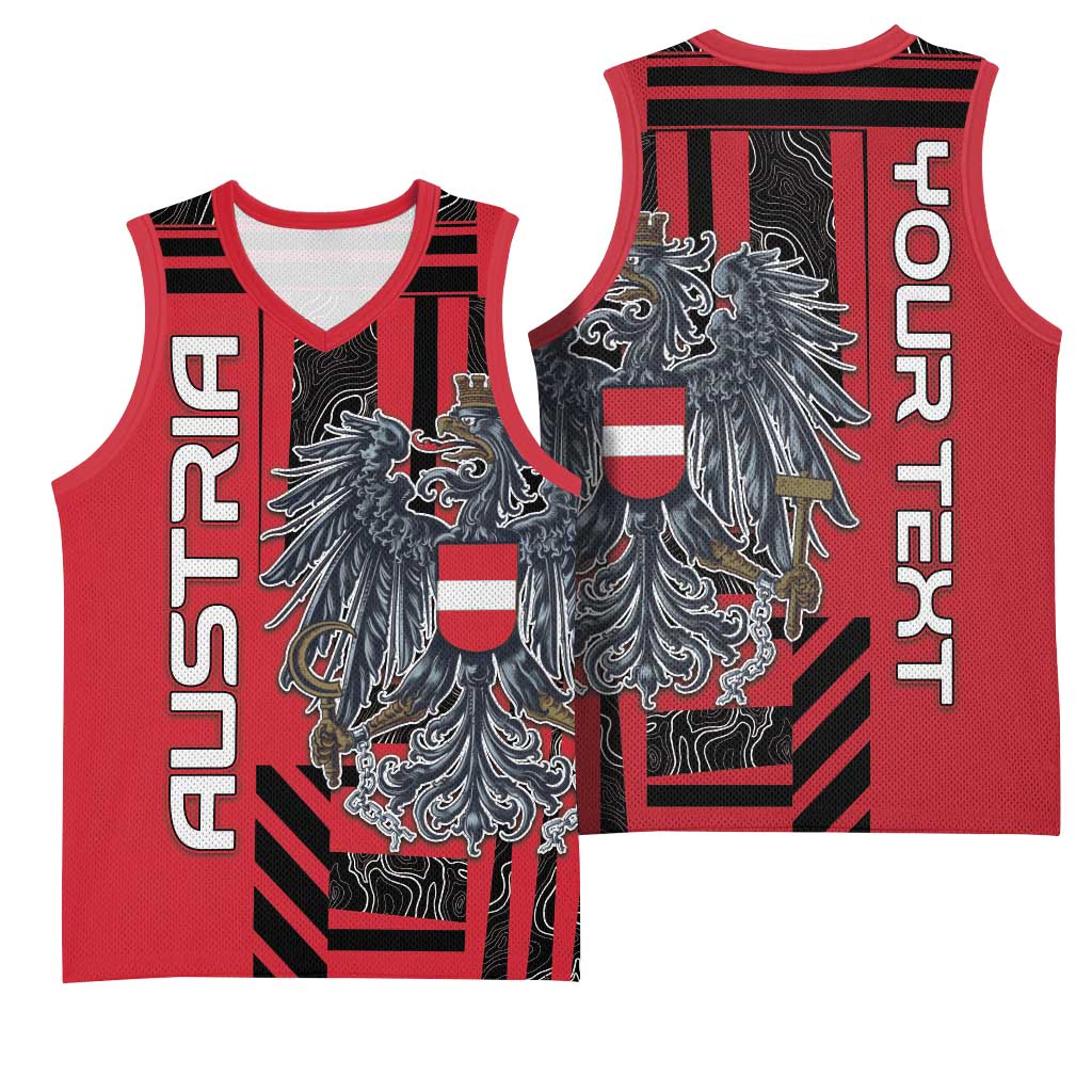 Personalized Austria Basketball Jersey Black Eagle Badge With Patterns - Wonder Print Shop