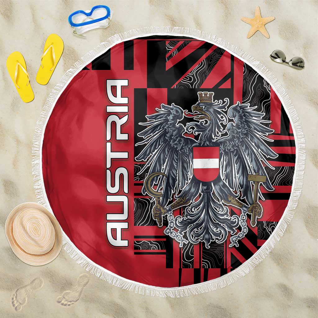 Austria Beach Blanket Black Eagle Badge With Patterns - Wonder Print Shop