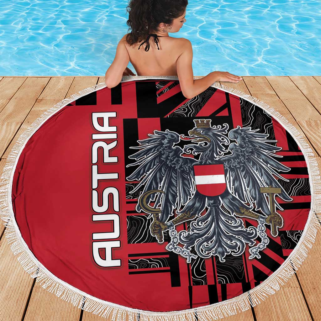 Austria Beach Blanket Black Eagle Badge With Patterns - Wonder Print Shop