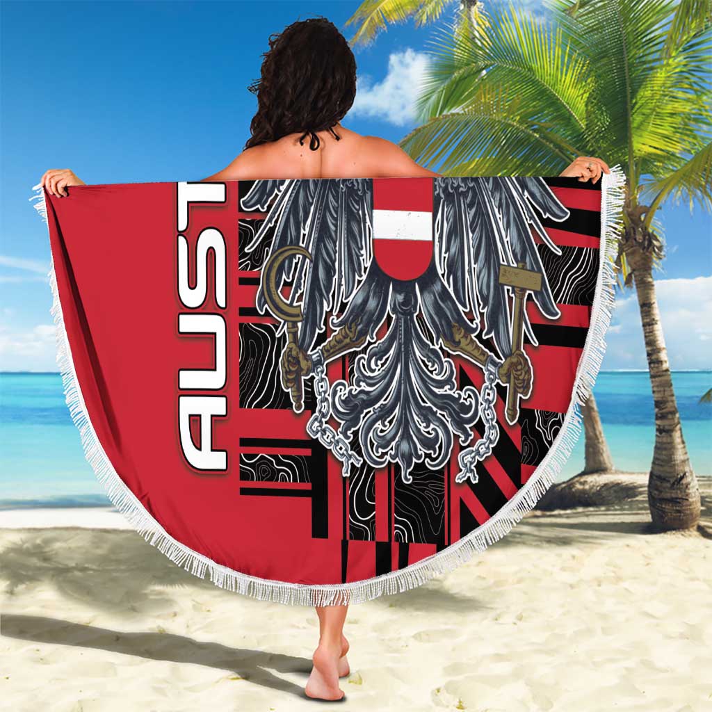 Austria Beach Blanket Black Eagle Badge With Patterns - Wonder Print Shop