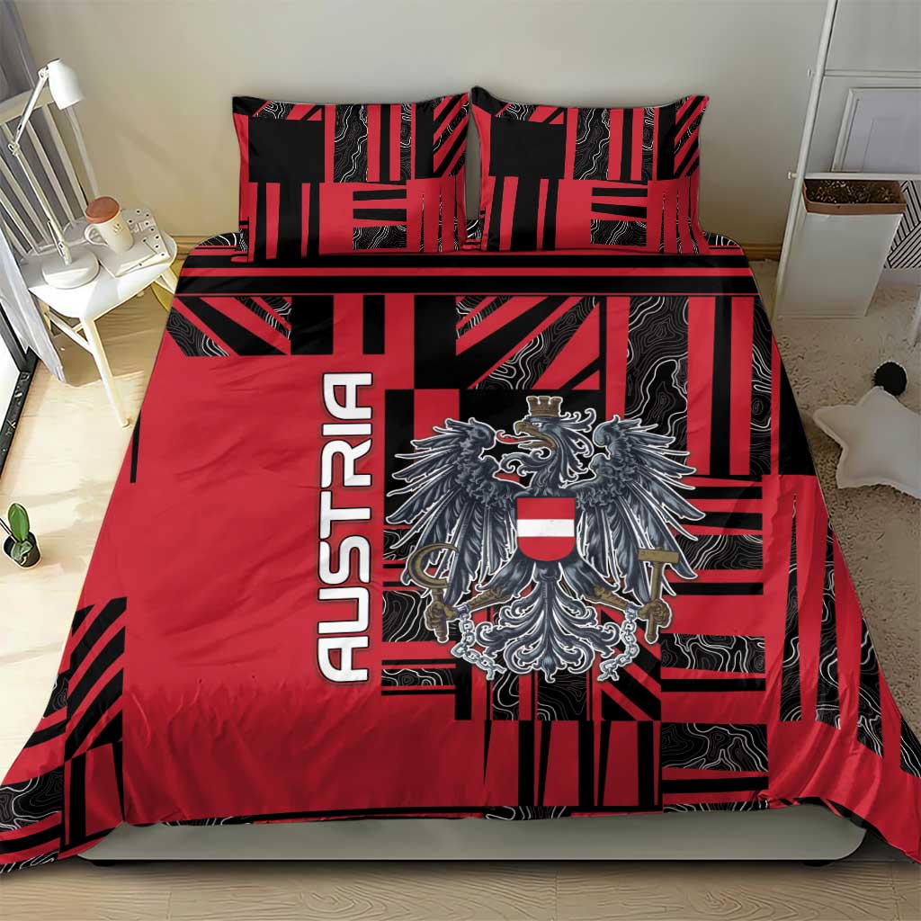 Austria Bedding Set Black Eagle Badge With Patterns - Wonder Print Shop