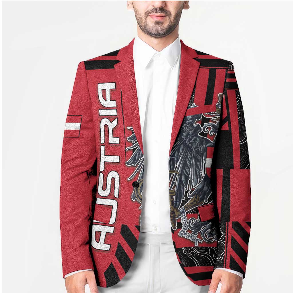 Personalized Austria Blazer Black Eagle Badge With Patterns - Wonder Print Shop