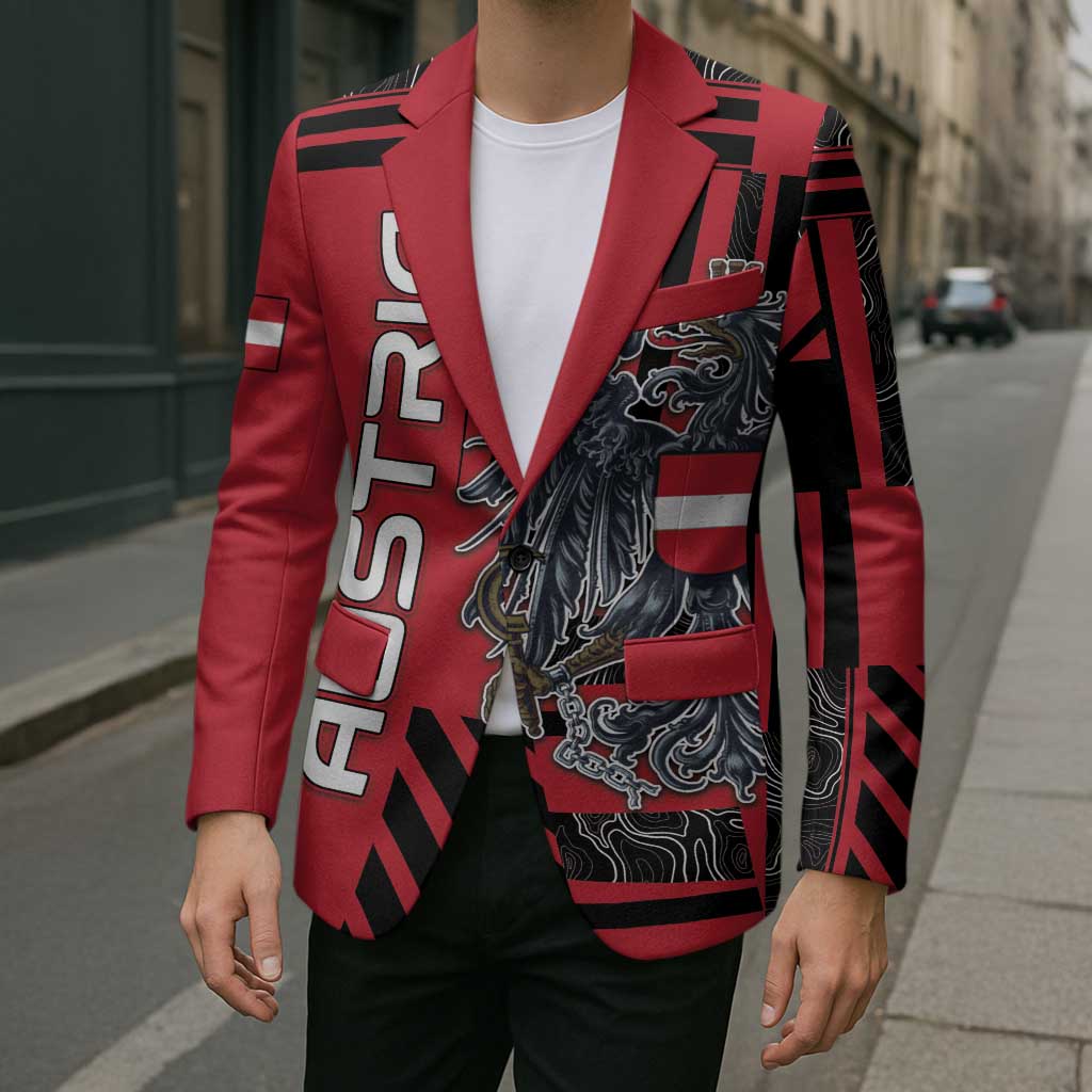 Personalized Austria Blazer Black Eagle Badge With Patterns - Wonder Print Shop