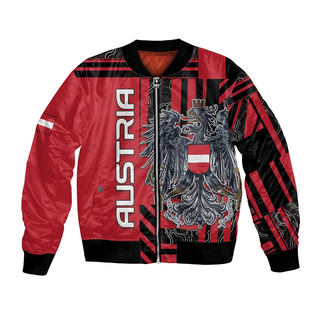 Personalized Austria Bomber Jacket Black Eagle Badge With Patterns - Wonder Print Shop