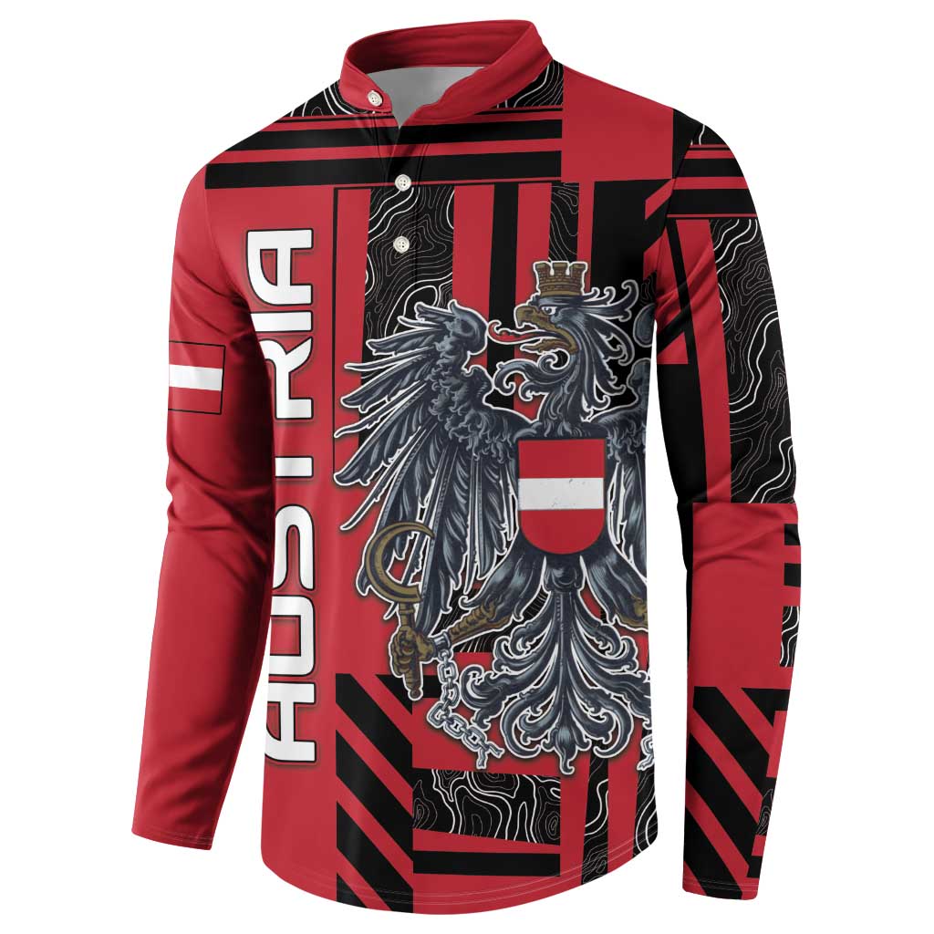 Personalized Austria Button Sweatshirt Black Eagle Badge With Patterns - Wonder Print Shop