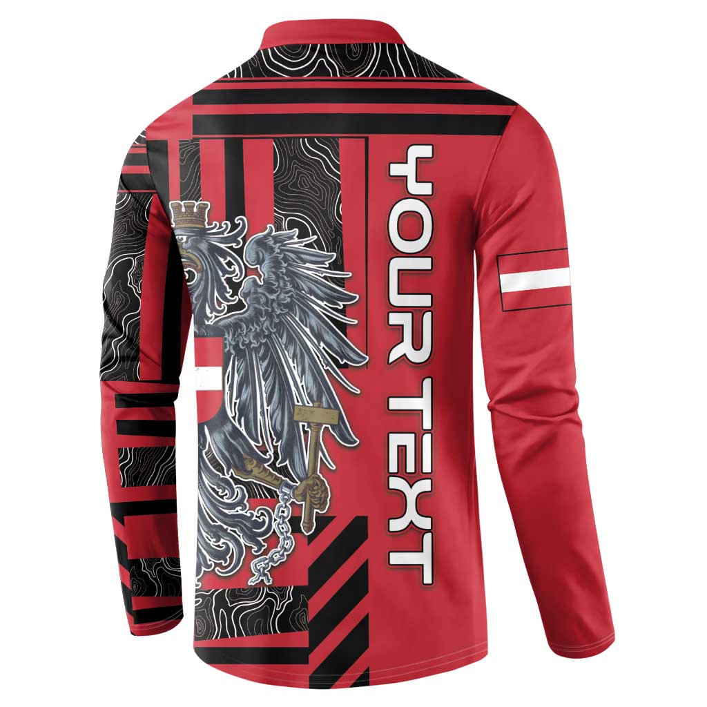 Personalized Austria Button Sweatshirt Black Eagle Badge With Patterns - Wonder Print Shop