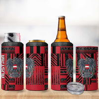 Personalized Austria 4 in 1 Can Cooler Tumbler Black Eagle Badge With Patterns - Wonder Print Shop