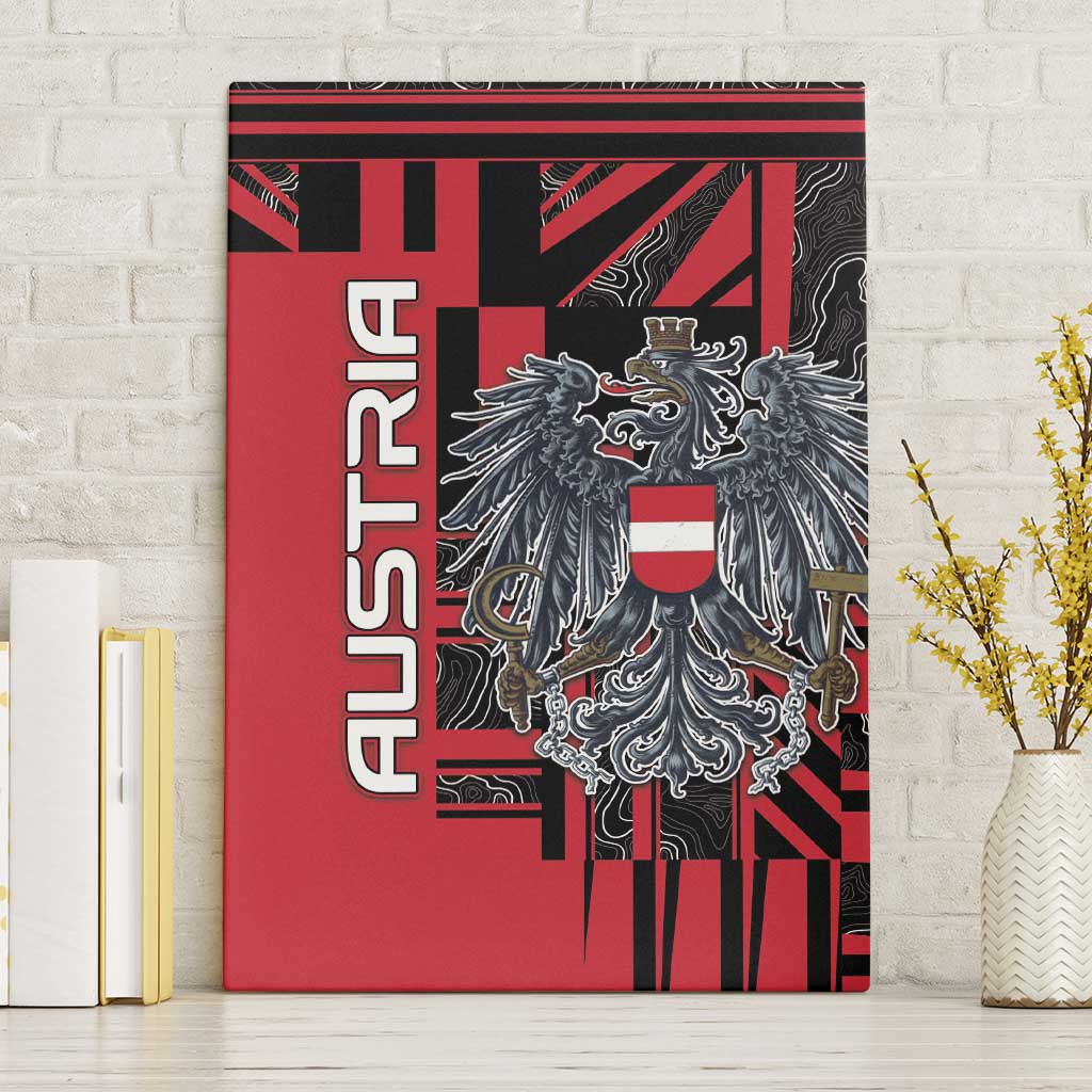 Austria Canvas Wall Art Black Eagle Badge With Patterns - Wonder Print Shop